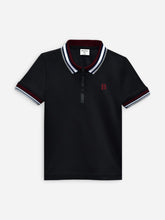 Black Interlock Zipper Polo With Contrasting Collar