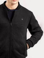 Black Knitted Bomber Jacket