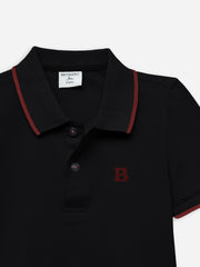 Black Polo With Tipping Collar