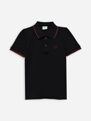 Black Polo With Tipping Collar