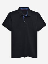 Black Self Collar Polo With Contrasting Detailing