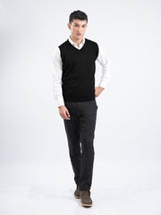 Black Sleeveless V-Neck Sweater