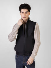 Black Sleeveless Zipper Jacket