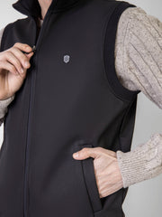 Black Sleeveless Zipper Jacket
