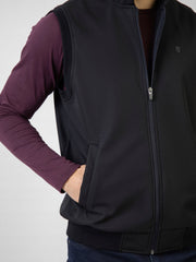 Black Sleeveless Zipper Jacket With Hoodie