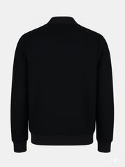 Black Structured Wool Bomber Jacket