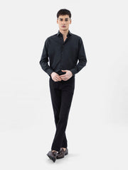 Black Super Fine Satin Shirt