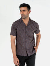 Black & Brown Printed Half Sleeve Cuban Collar Shirt