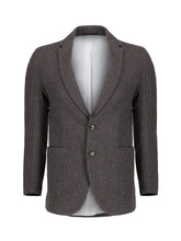 Black & Grey Dobby Structured Wool & Cashmere Blazer - Sartoria