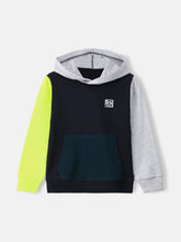 Black & Neon Green Sweatshirt With Contrasting Sleeves & Hood