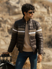 Black & Olive Nylon Puffer Jacket