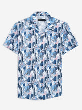 Black & Pink Abstract Printed Half Sleeve Cuban Collar Shirt