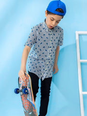 Black & White Striped Short Sleeve Casual Shirt