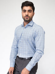 Blue & Brown Formal Check Shirt