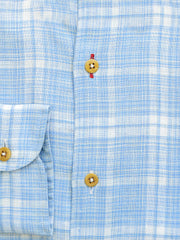 Blue Checkered 100% Linen Shirt