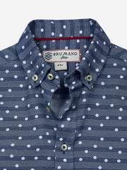 Blue Dot Striped Long Sleeve Casual Shirt