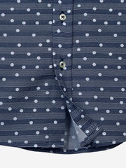 Blue Dot Striped Long Sleeve Casual Shirt