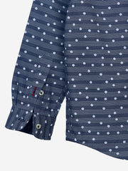 Blue Dot Striped Long Sleeve Casual Shirt