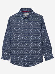 Blue Dot Striped Long Sleeve Casual Shirt