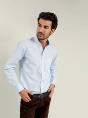 Blue Fine Striped Shirt With Detailing