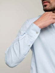 Blue Fine Striped Shirt With Detailing