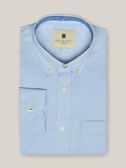 Blue Fine Striped Shirt With Detailing