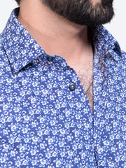 Blue Floral Printed Shirt