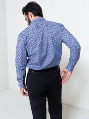 Blue Floral Printed Shirt