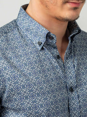 Blue Geometric Motif Printed Shirt