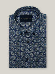 Blue Geometric Motif Printed Shirt