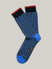 Blue Geometric Printed Cotton Socks