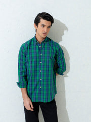 Blue & Green Plaid Checkered Shirt