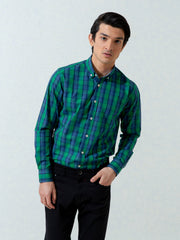 Blue & Green Plaid Checkered Shirt