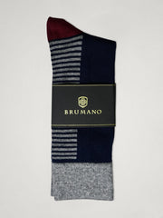 Blue & Grey Striped Cotton Socks