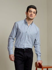 Blue & Grey Striped Shirt