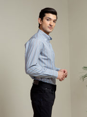 Blue & Grey Striped Shirt