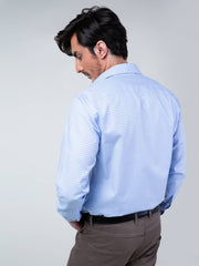 Blue Houndstooth Structured Shirt