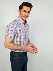 Blue & Red Gingham Half Sleeve Shirt