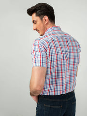 Blue & Red Gingham Half Sleeve Shirt