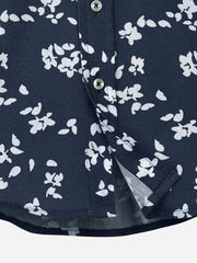Blue & White Floral Printed Casual Shirt
