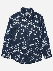 Blue & White Floral Printed Casual Shirt