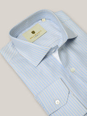 Blue & White Formal Striped Shirt