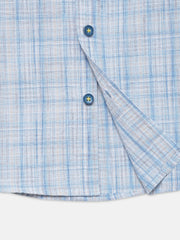 Blue Checkered Seersucked Half Sleeve Shirt - Junior