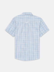 Blue Checkered Seersucked Half Sleeve Shirt - Junior