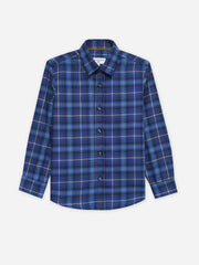 Blue Flannel Checkered Long Sleeve Shirt - Junior