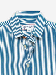Blue & White Striped Half Sleeve Casual Shirt - Junior