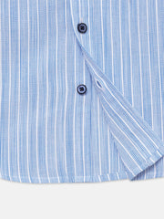 Blue & White Striped Half Sleeve Shirt - Junior