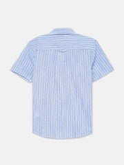 Blue & White Striped Half Sleeve Shirt - Junior