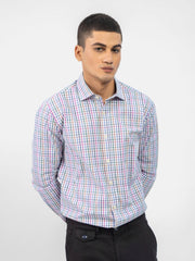 Blue Checkered Formal Shirt With Classic Collar