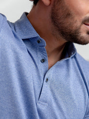 Blue Dobby Mercerized Polo Shirt